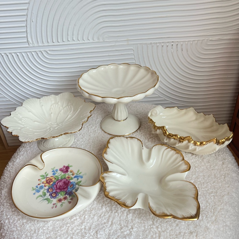 Vintage Lenox White Porcelain Dishes with Gold Trim 🌸✨